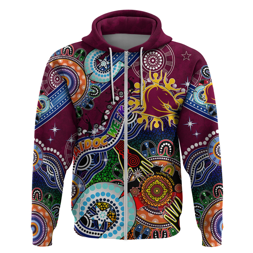 Personalised Broncos NAIDOC Week 2024 Hoodie Australia Aboriginal Dot Painting - Vibe Hoodie Shop