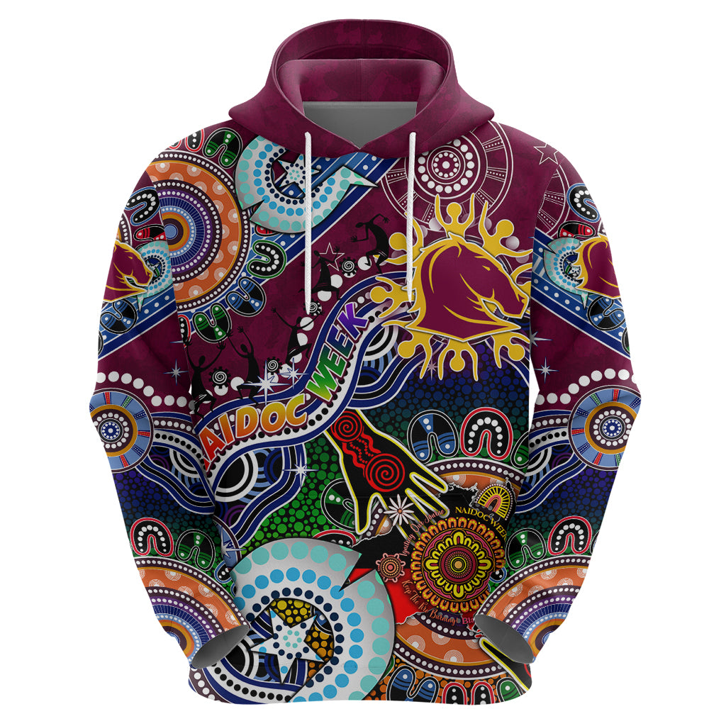 Personalised Broncos NAIDOC Week 2024 Hoodie Australia Aboriginal Dot Painting - Vibe Hoodie Shop