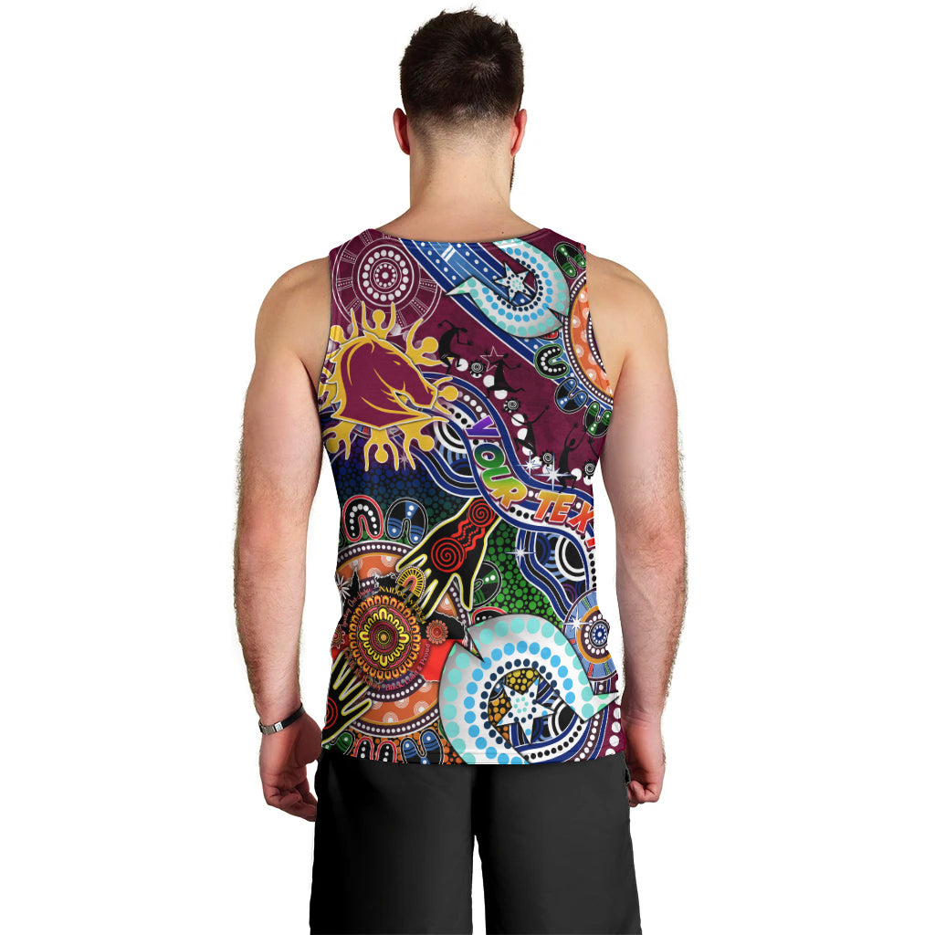 Personalised Broncos NAIDOC Week 2024 Men Tank Top Australia Aboriginal Dot Painting - Vibe Hoodie Shop