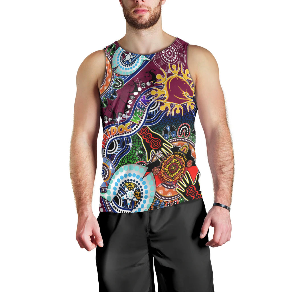 Personalised Broncos NAIDOC Week 2024 Men Tank Top Australia Aboriginal Dot Painting - Vibe Hoodie Shop