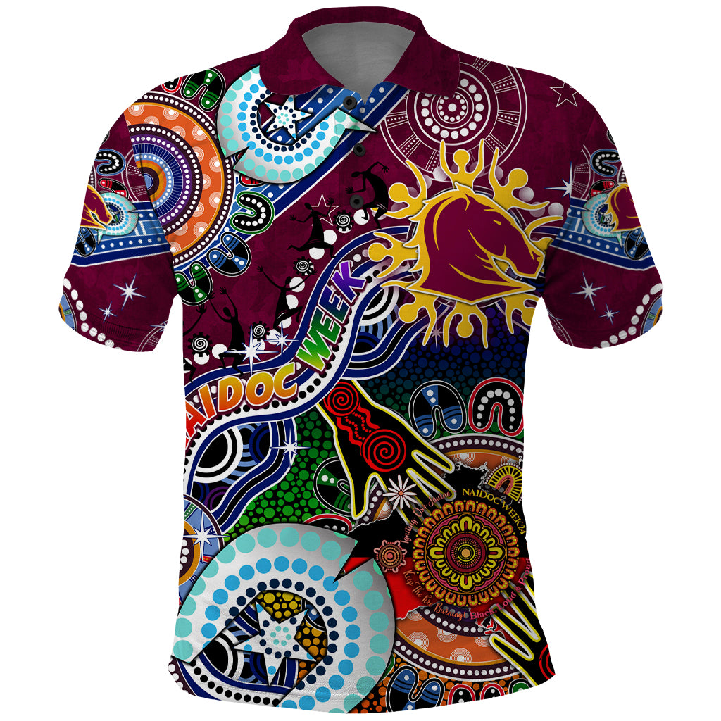 Personalised Broncos NAIDOC Week 2024 Polo Shirt Australia Aboriginal Dot Painting - Vibe Hoodie Shop