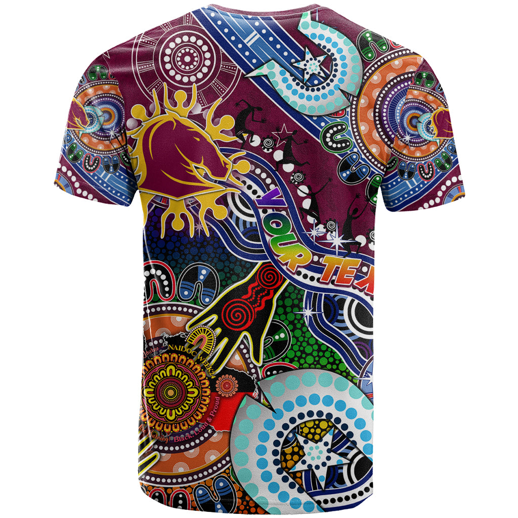 Personalised Broncos NAIDOC Week 2024 T Shirt Australia Aboriginal Dot Painting - Vibe Hoodie Shop