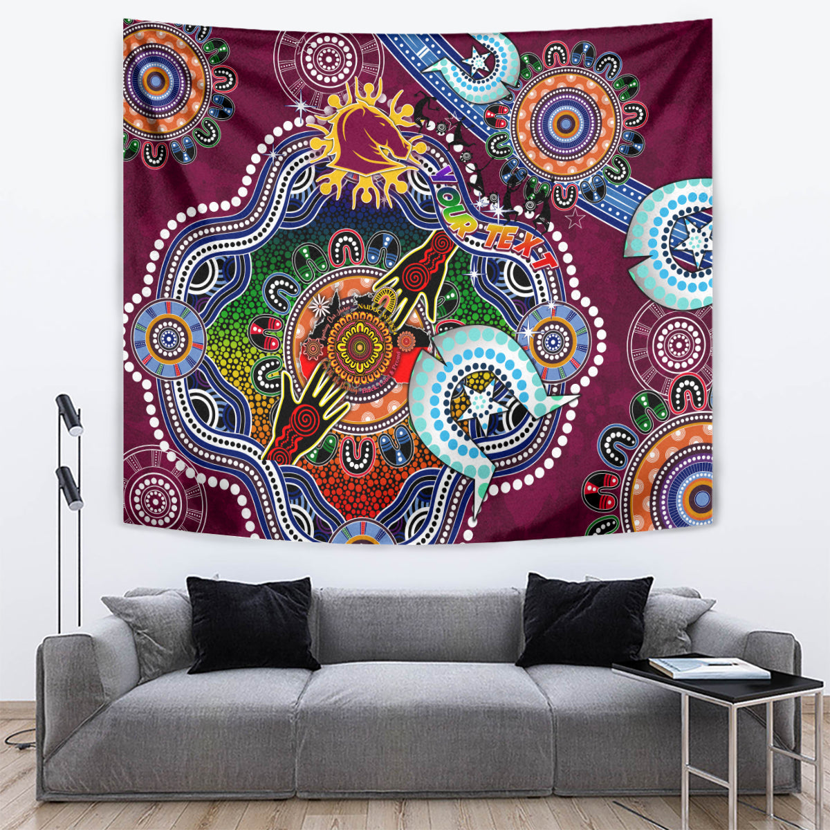 Personalised Broncos NAIDOC Week 2024 Tapestry Australia Aboriginal Dot Painting - Vibe Hoodie Shop