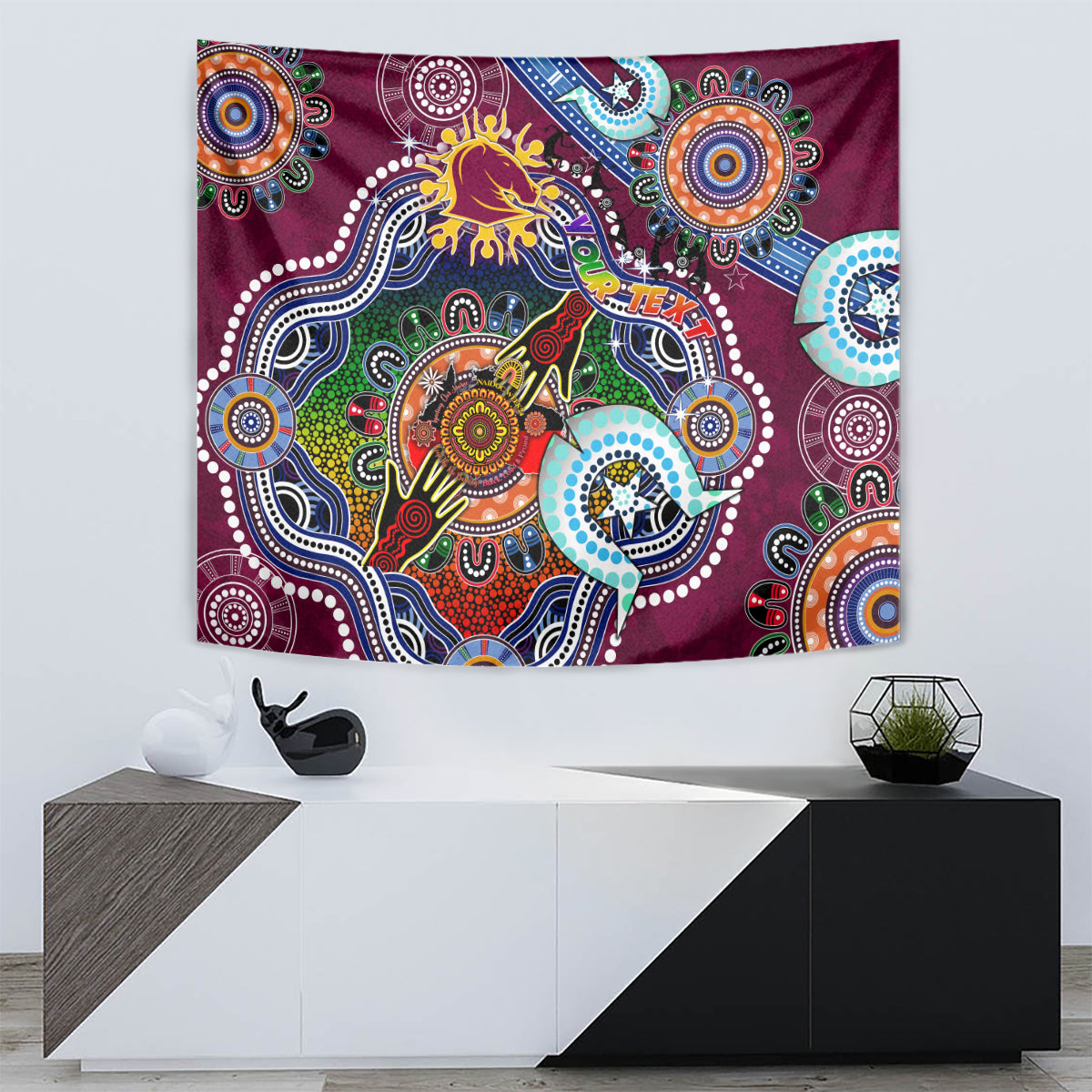 Personalised Broncos NAIDOC Week 2024 Tapestry Australia Aboriginal Dot Painting - Vibe Hoodie Shop