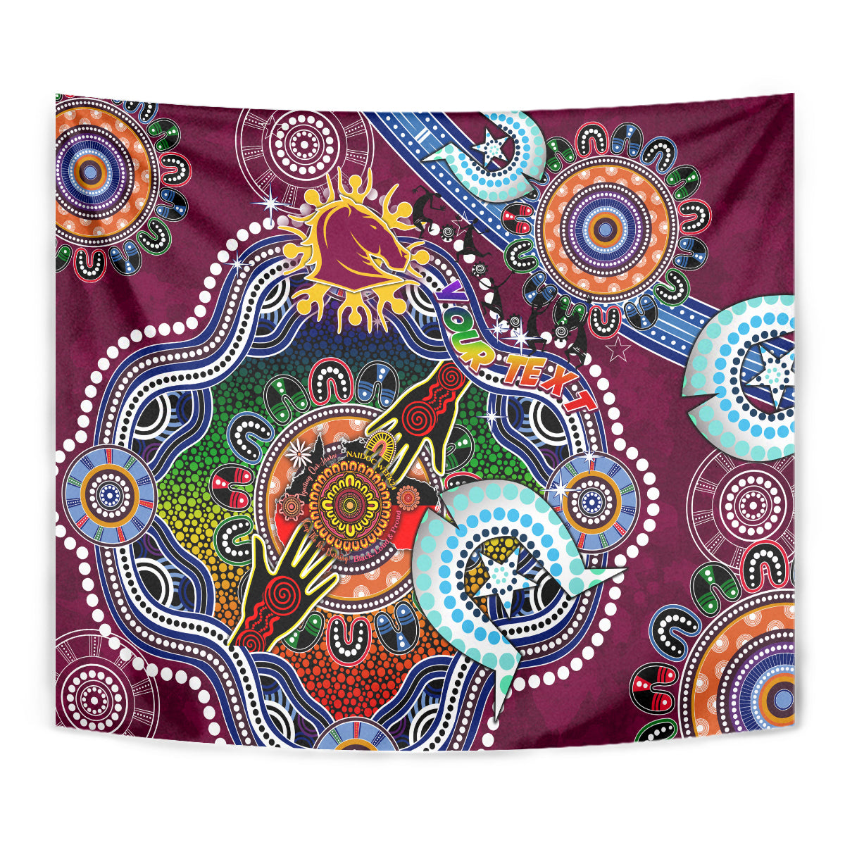 Personalised Broncos NAIDOC Week 2024 Tapestry Australia Aboriginal Dot Painting - Vibe Hoodie Shop