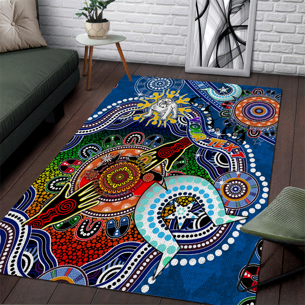 Personalised Bulldogs NAIDOC Week 2024 Area Rug Australia Aboriginal Dot Painting - Vibe Hoodie Shop