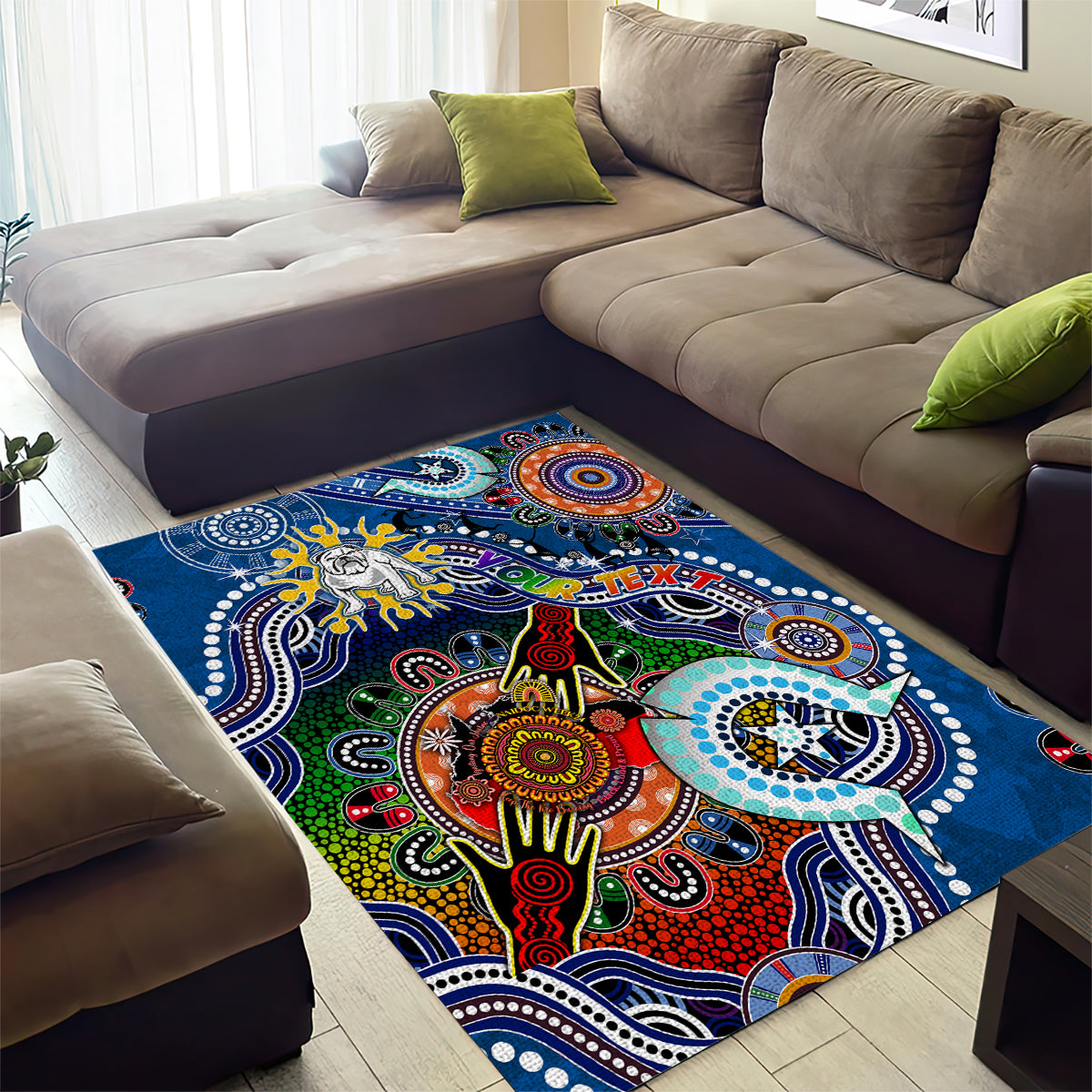 Personalised Bulldogs NAIDOC Week 2024 Area Rug Australia Aboriginal Dot Painting - Vibe Hoodie Shop