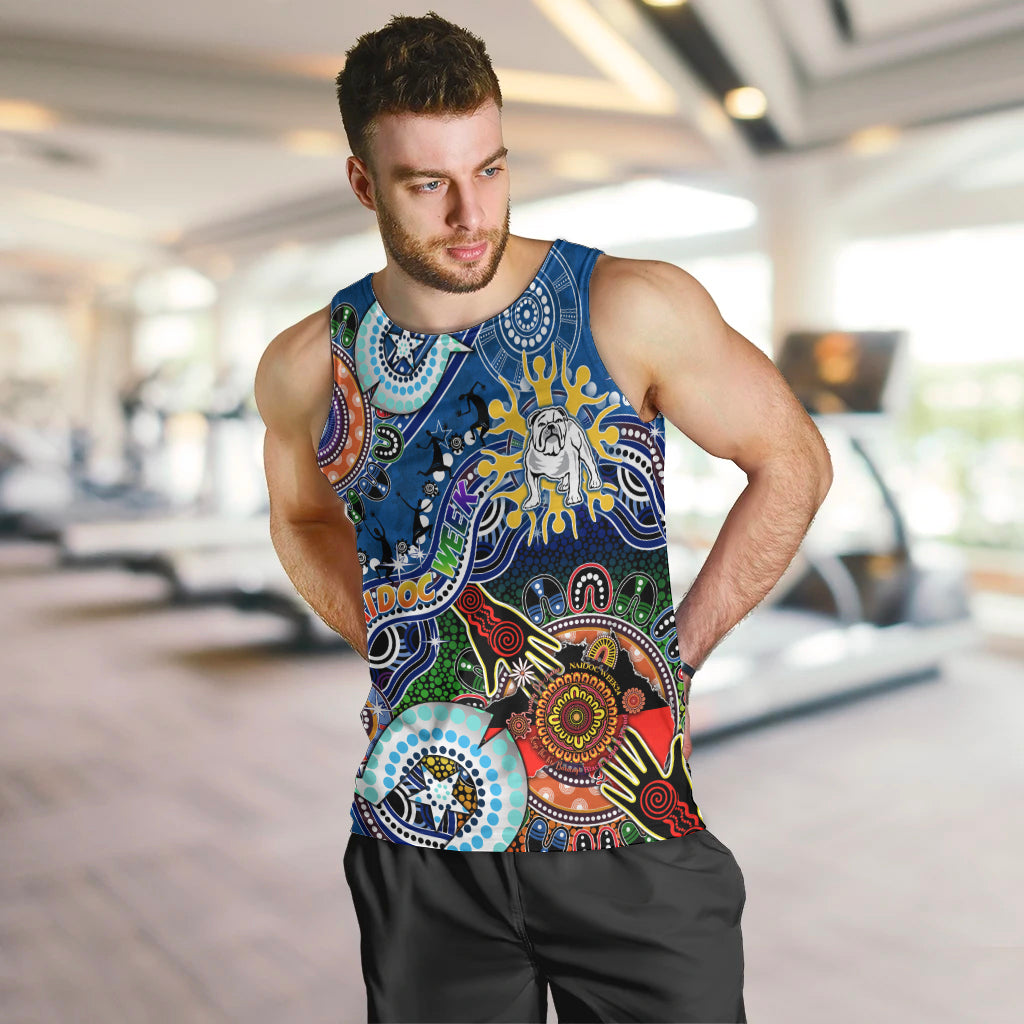 Personalised Bulldogs NAIDOC Week 2024 Men Tank Top Australia Aboriginal Dot Painting - Vibe Hoodie Shop