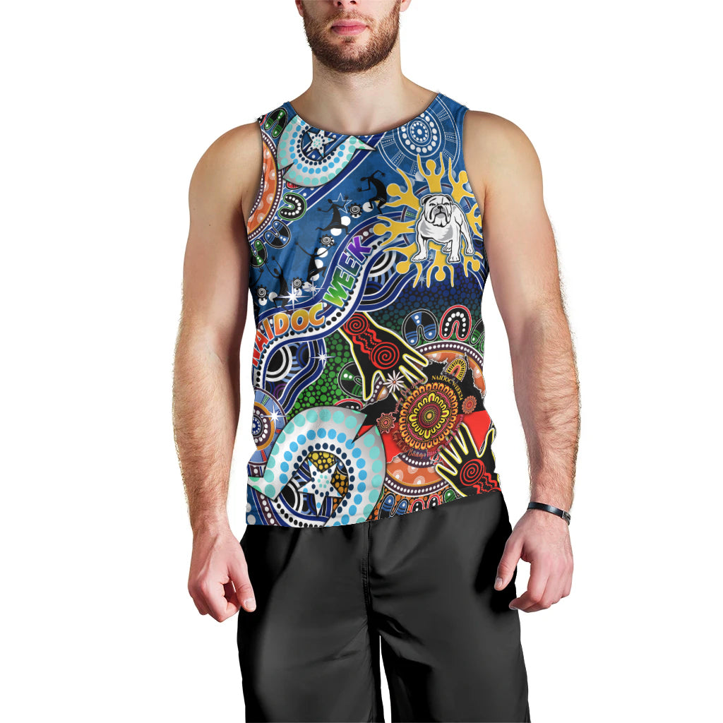 Personalised Bulldogs NAIDOC Week 2024 Men Tank Top Australia Aboriginal Dot Painting - Vibe Hoodie Shop
