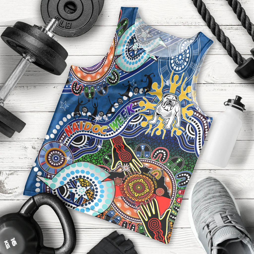 Personalised Bulldogs NAIDOC Week 2024 Men Tank Top Australia Aboriginal Dot Painting - Vibe Hoodie Shop
