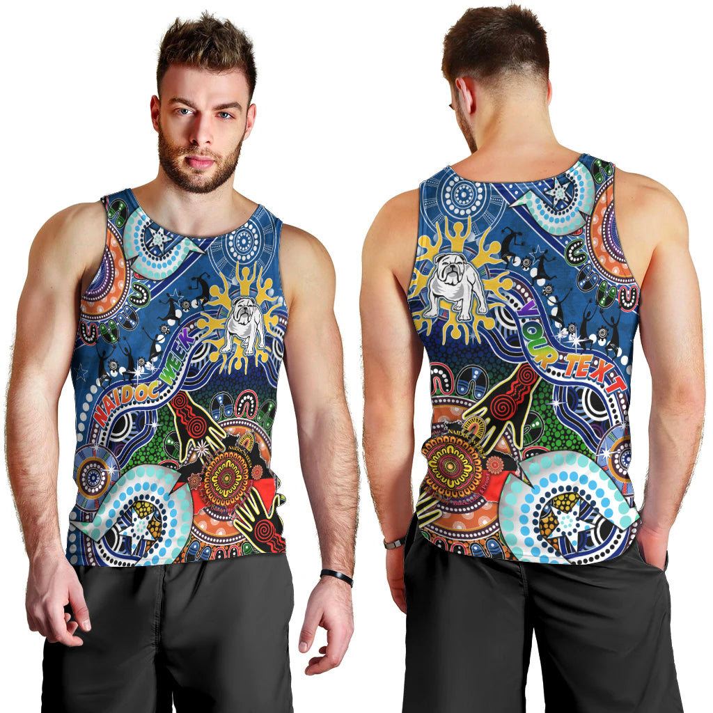 Personalised Bulldogs NAIDOC Week 2024 Men Tank Top Australia Aboriginal Dot Painting - Vibe Hoodie Shop