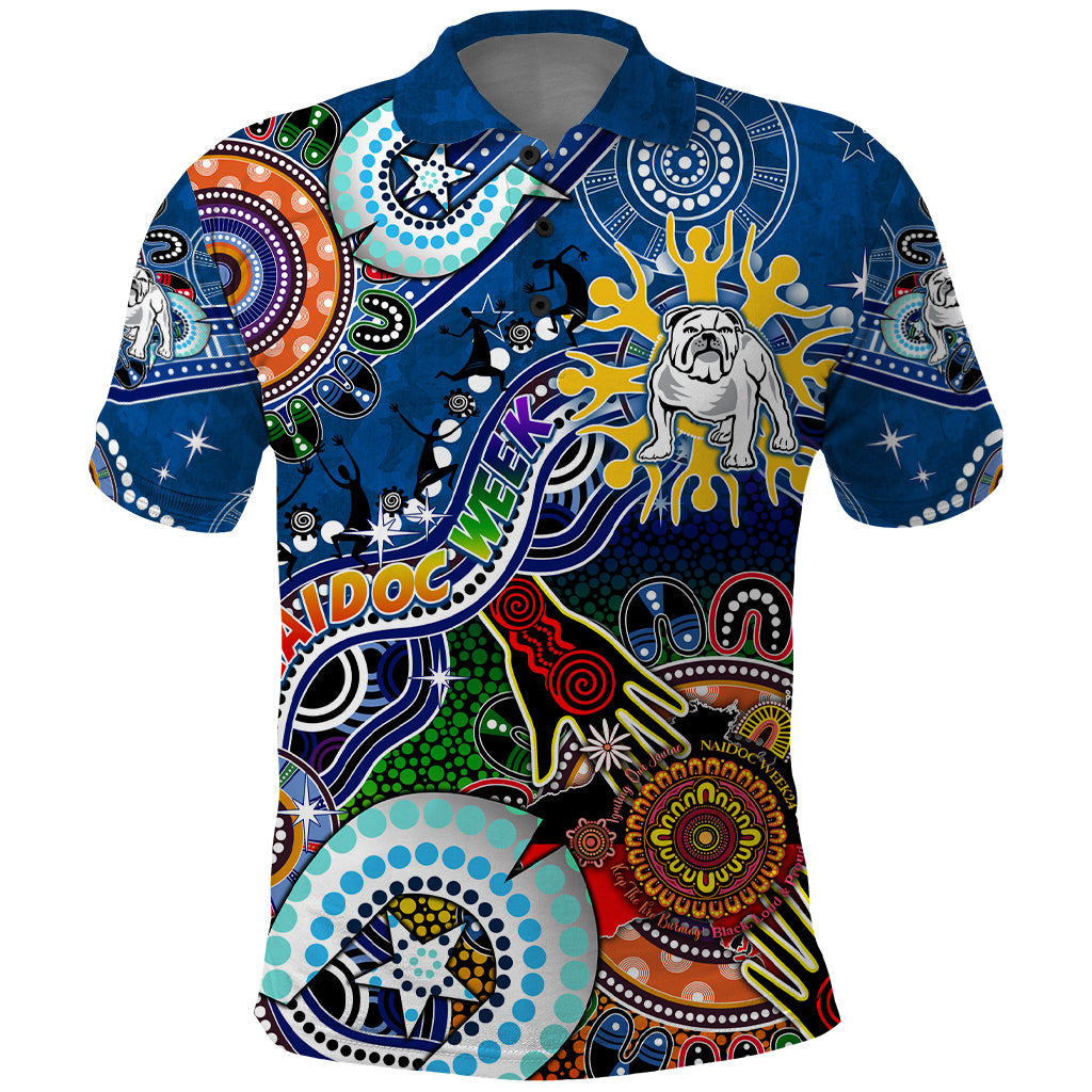 Personalised Bulldogs NAIDOC Week 2024 Polo Shirt Australia Aboriginal Dot Painting - Vibe Hoodie Shop