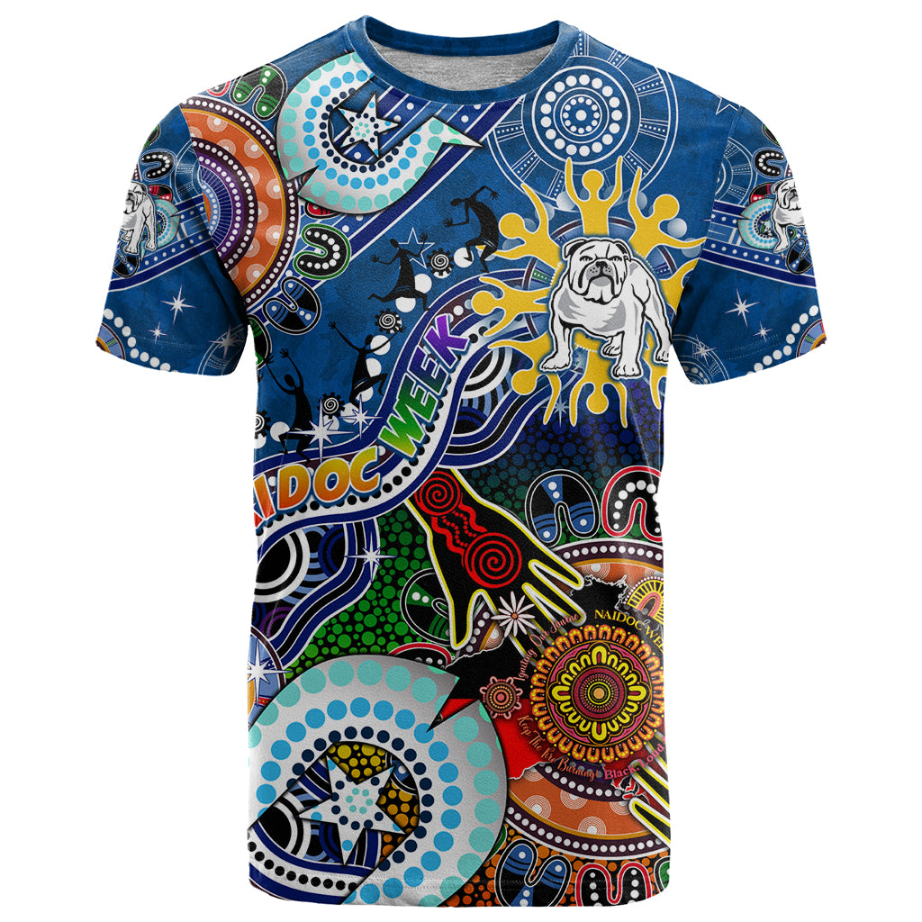 Personalised Bulldogs NAIDOC Week 2024 T Shirt Australia Aboriginal Dot Painting - Vibe Hoodie Shop