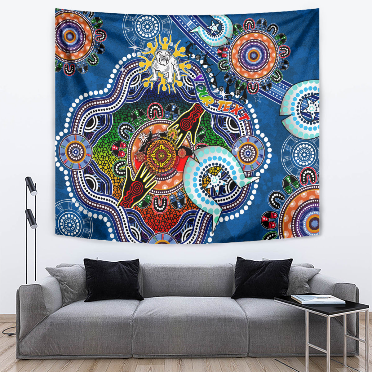 Personalised Bulldogs NAIDOC Week 2024 Tapestry Australia Aboriginal Dot Painting - Vibe Hoodie Shop