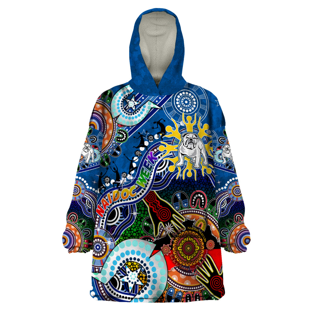 Personalised Bulldogs NAIDOC Week 2024 Wearable Blanket Hoodie Australia Aboriginal Dot Painting - Vibe Hoodie Shop