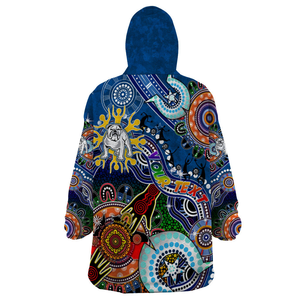 Personalised Bulldogs NAIDOC Week 2024 Wearable Blanket Hoodie Australia Aboriginal Dot Painting - Vibe Hoodie Shop