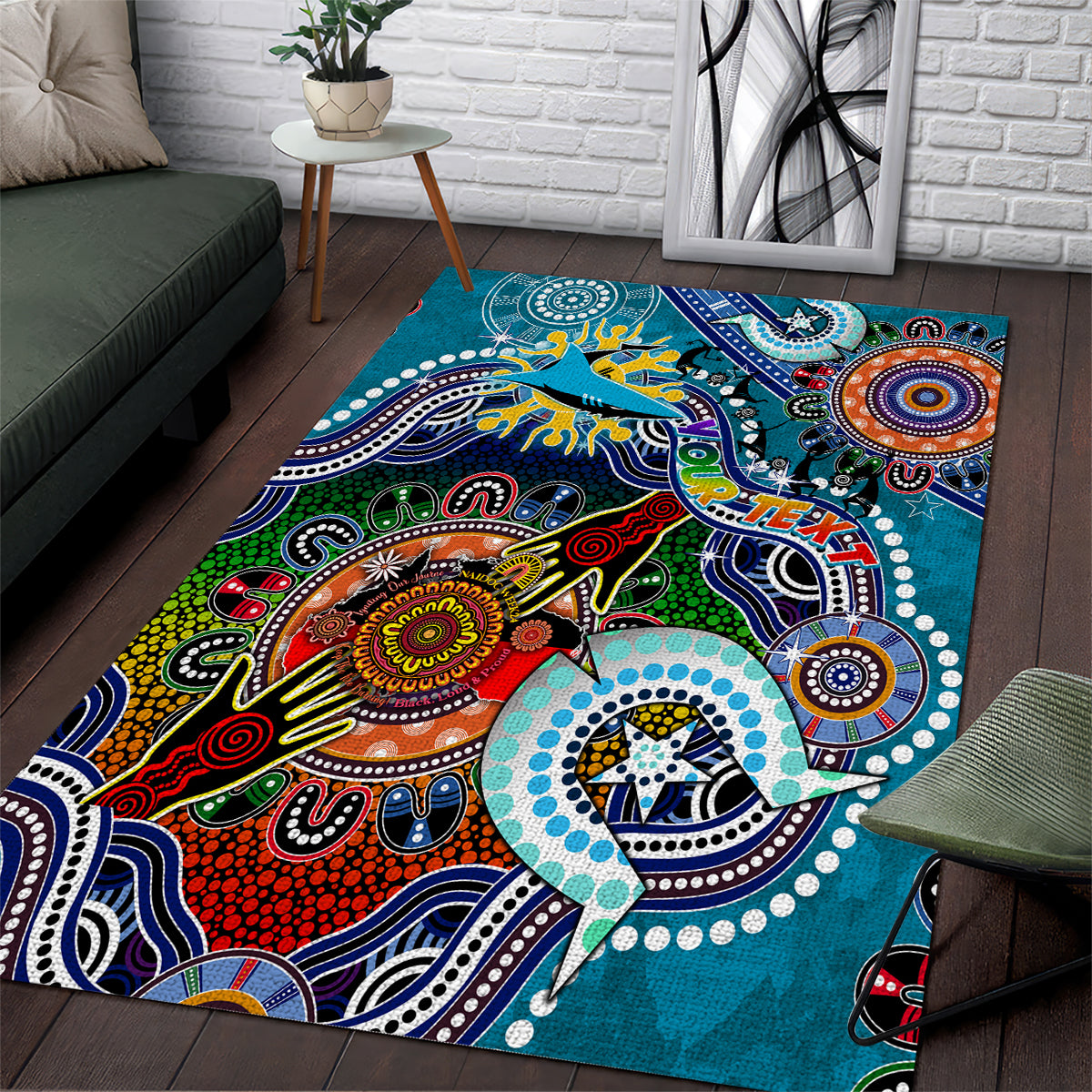 Personalised Sharks NAIDOC Week 2024 Area Rug Australia Aboriginal Dot Painting - Vibe Hoodie Shop