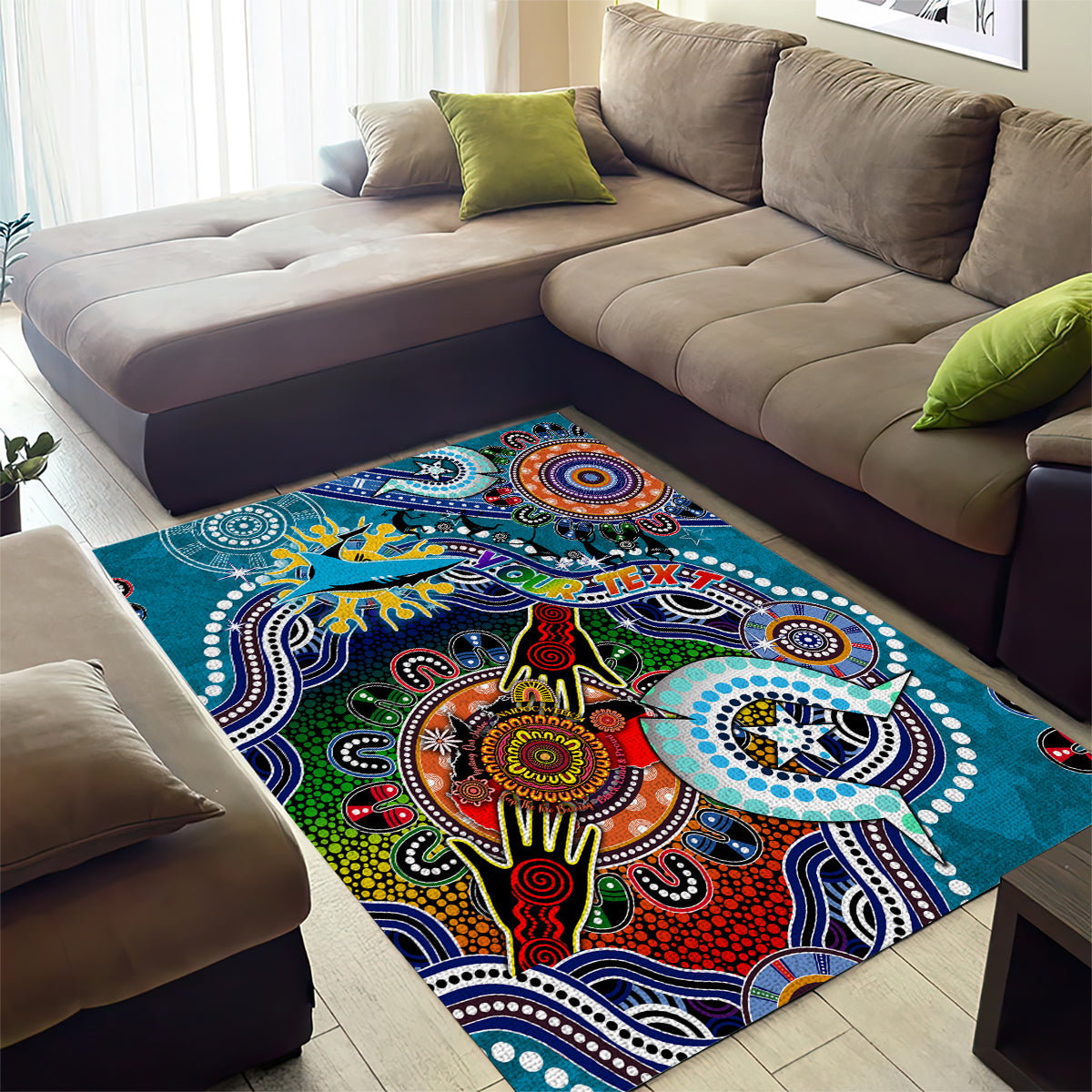 Personalised Sharks NAIDOC Week 2024 Area Rug Australia Aboriginal Dot Painting - Vibe Hoodie Shop