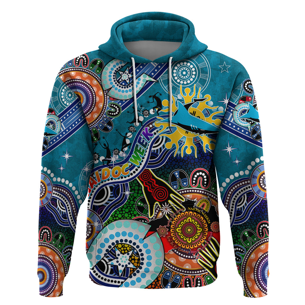 Personalised Sharks NAIDOC Week 2024 Hoodie Australia Aboriginal Dot Painting - Vibe Hoodie Shop