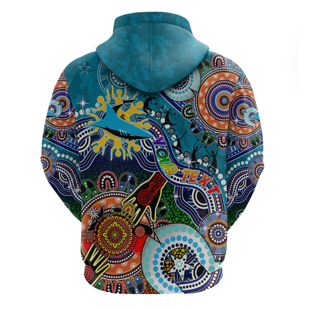 Personalised Sharks NAIDOC Week 2024 Hoodie Australia Aboriginal Dot Painting - Vibe Hoodie Shop