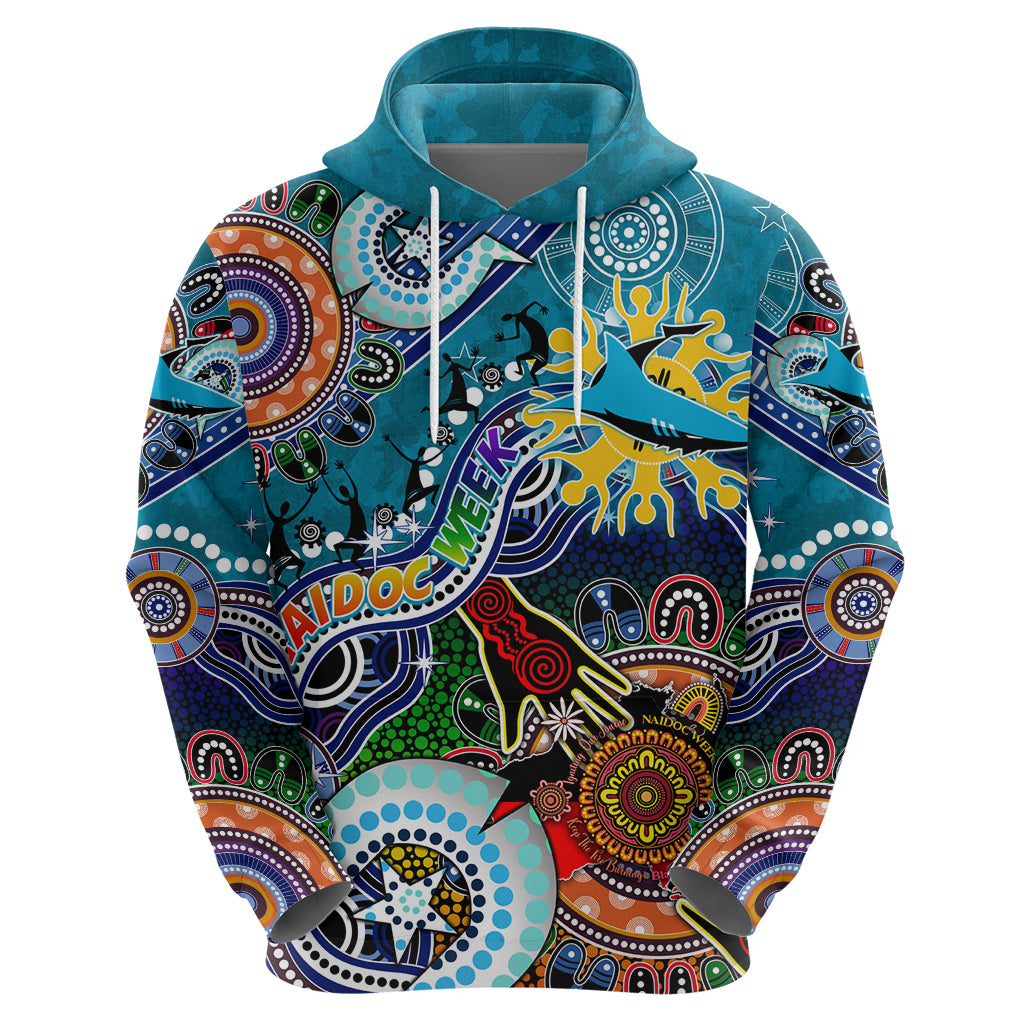 Personalised Sharks NAIDOC Week 2024 Hoodie Australia Aboriginal Dot Painting - Vibe Hoodie Shop