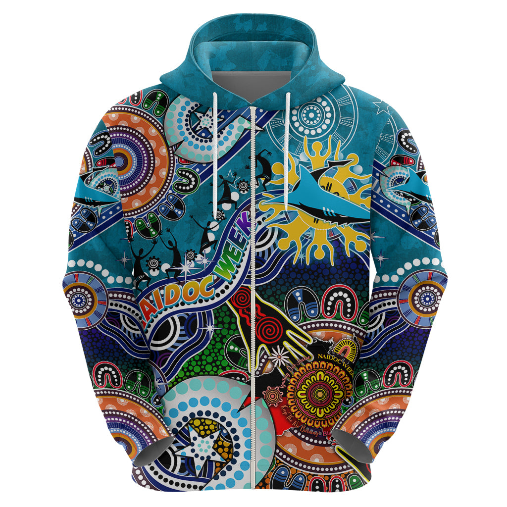 Personalised Sharks NAIDOC Week 2024 Hoodie Australia Aboriginal Dot Painting - Vibe Hoodie Shop