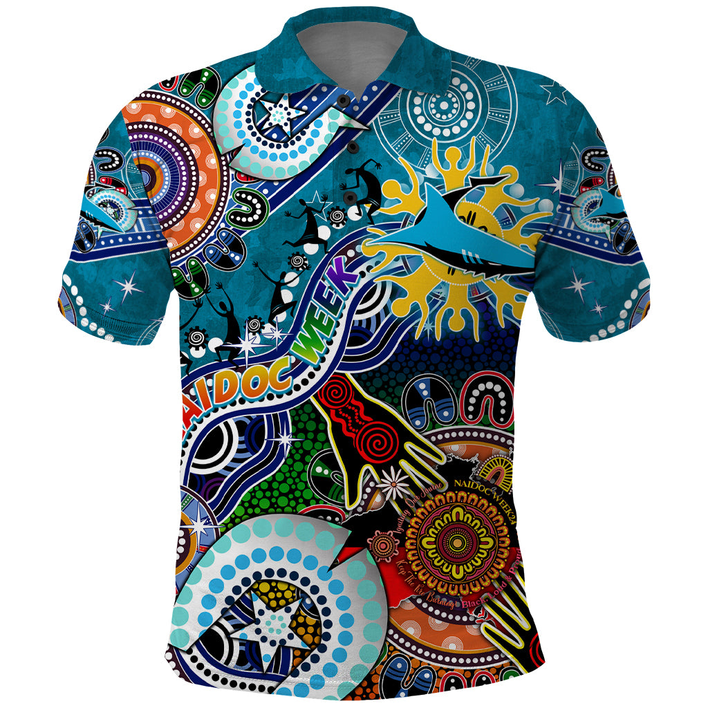 Personalised Sharks NAIDOC Week 2024 Polo Shirt Australia Aboriginal Dot Painting - Vibe Hoodie Shop