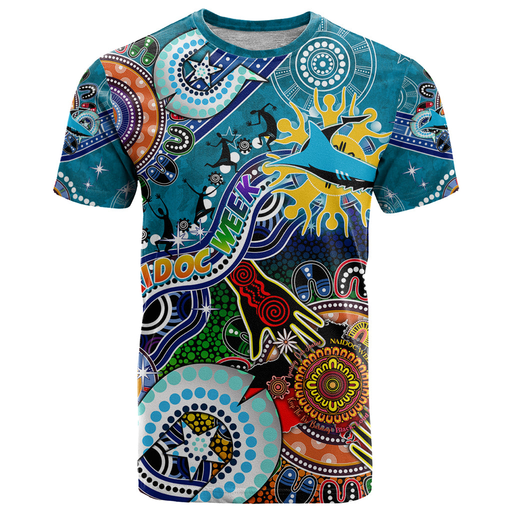 Personalised Sharks NAIDOC Week 2024 T Shirt Australia Aboriginal Dot Painting - Vibe Hoodie Shop