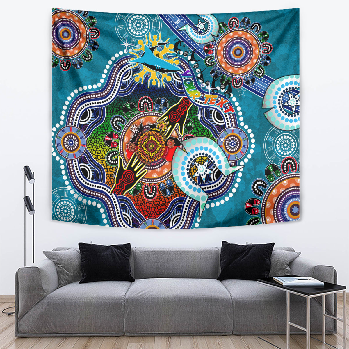 Personalised Sharks NAIDOC Week 2024 Tapestry Australia Aboriginal Dot Painting - Vibe Hoodie Shop