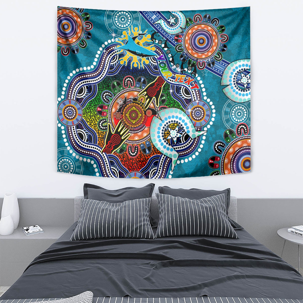 Personalised Sharks NAIDOC Week 2024 Tapestry Australia Aboriginal Dot Painting - Vibe Hoodie Shop