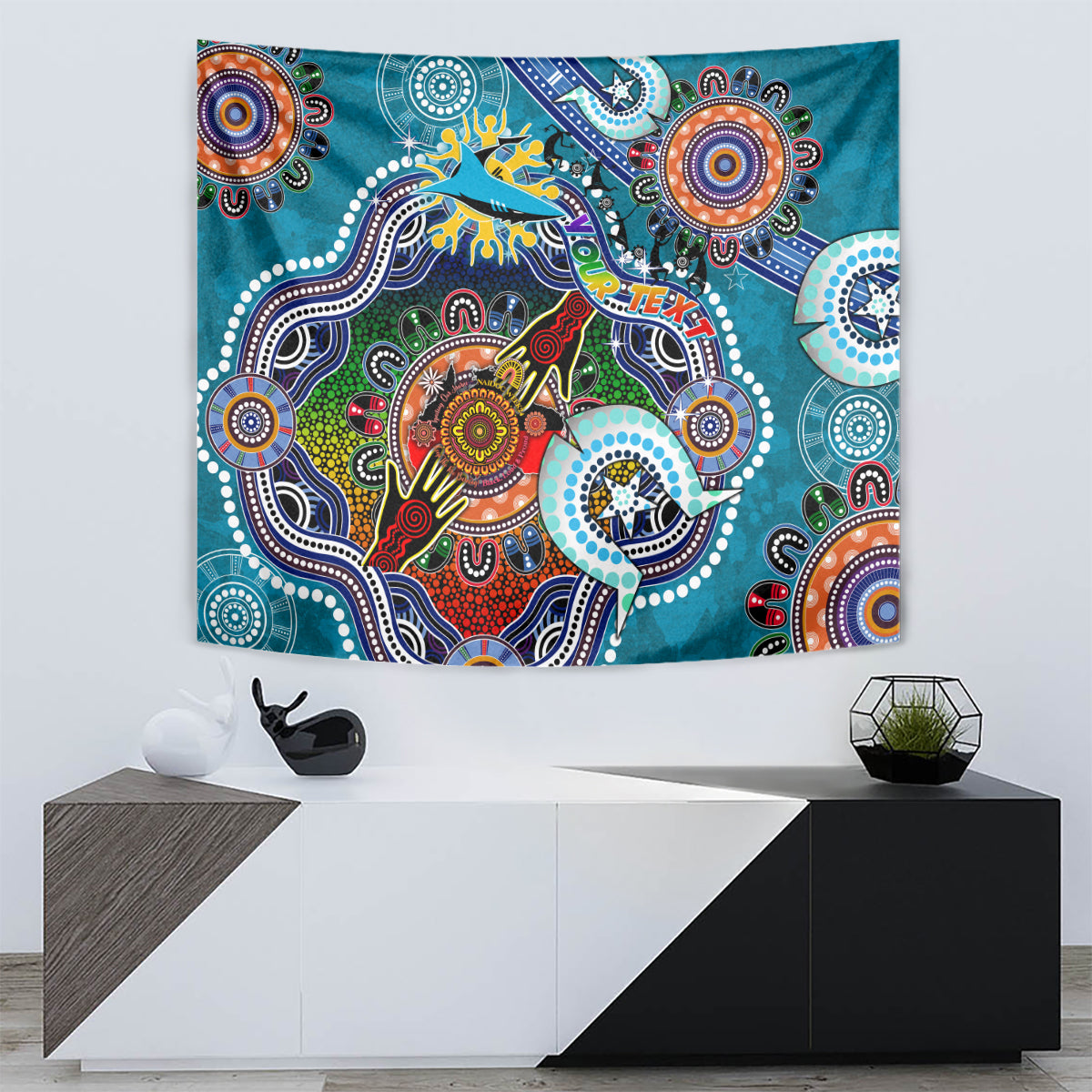 Personalised Sharks NAIDOC Week 2024 Tapestry Australia Aboriginal Dot Painting - Vibe Hoodie Shop