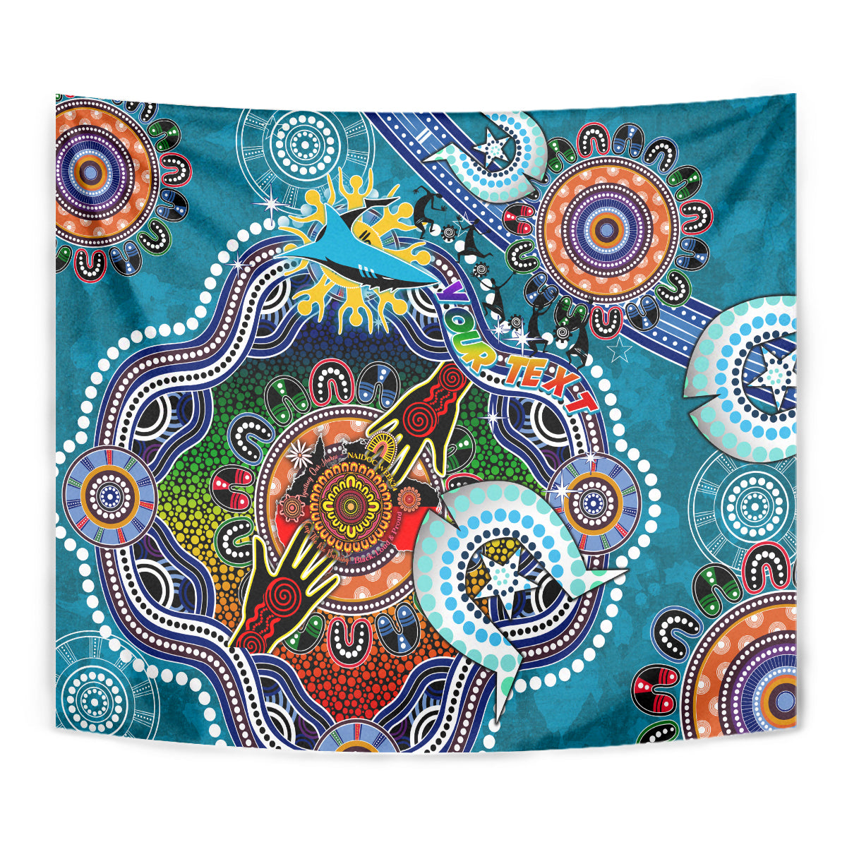 Personalised Sharks NAIDOC Week 2024 Tapestry Australia Aboriginal Dot Painting - Vibe Hoodie Shop