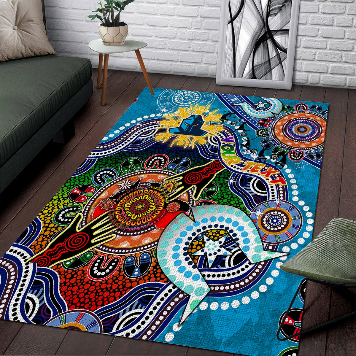 Personalised Titans NAIDOC Week 2024 Area Rug Australia Aboriginal Dot Painting - Vibe Hoodie Shop