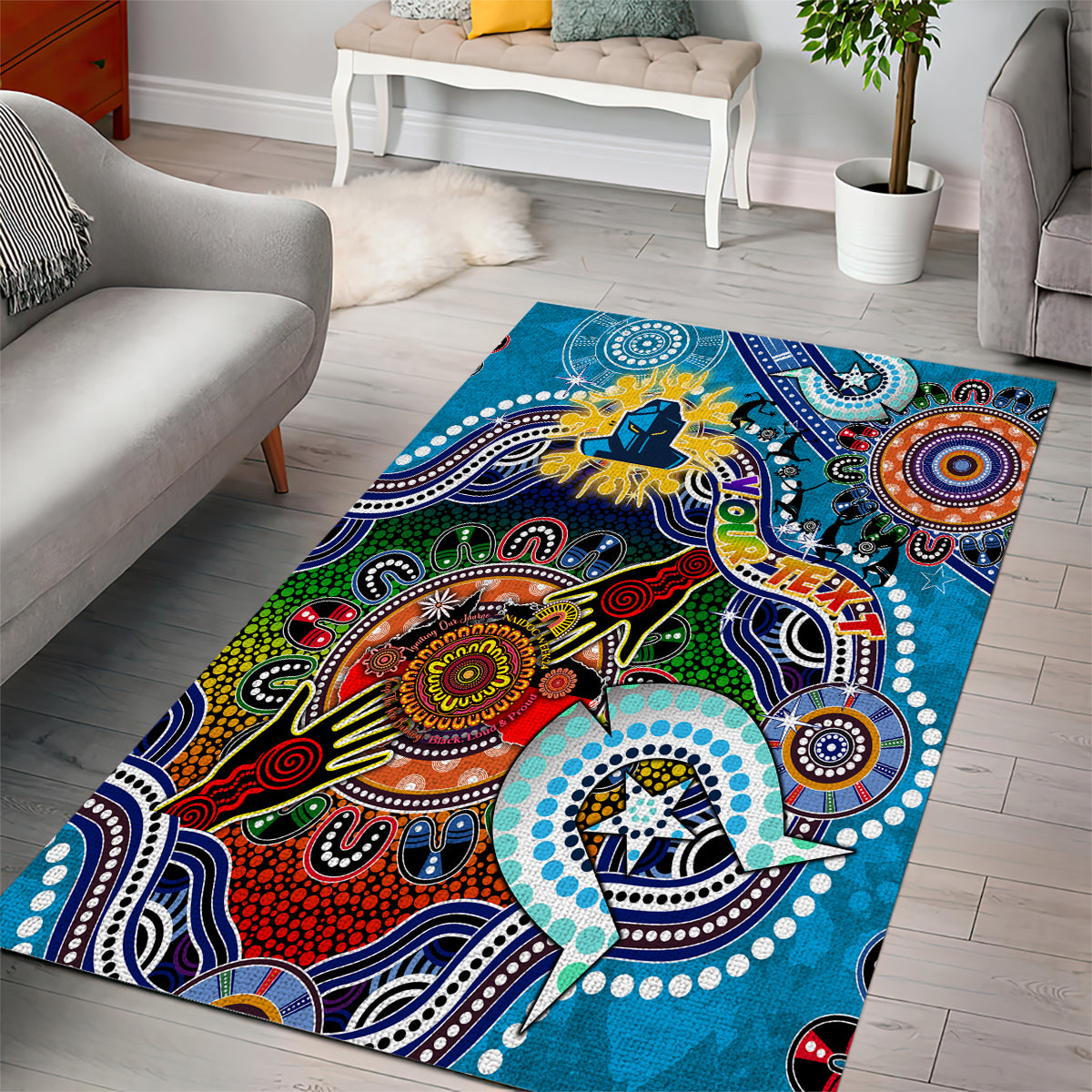 Personalised Titans NAIDOC Week 2024 Area Rug Australia Aboriginal Dot Painting - Vibe Hoodie Shop