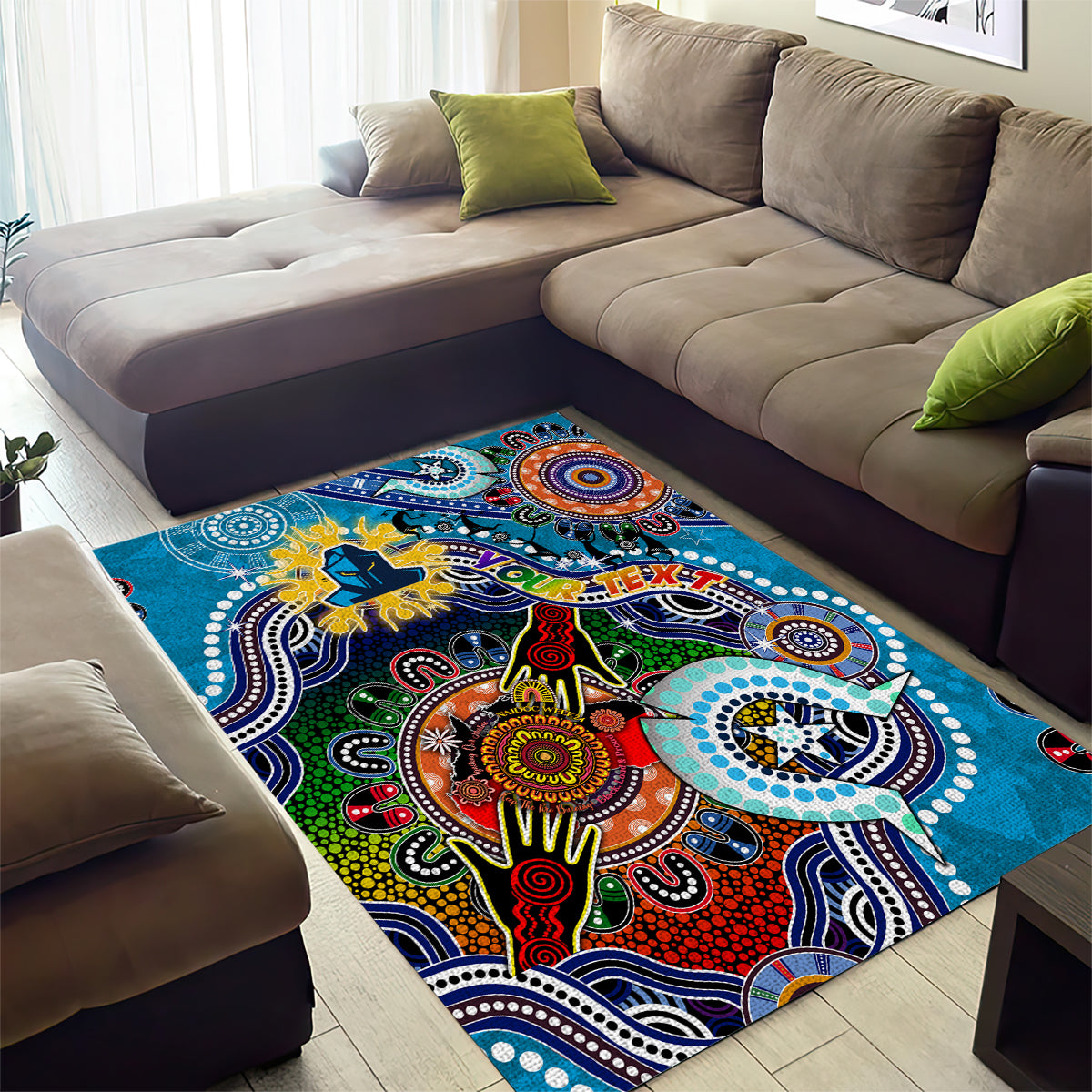 Personalised Titans NAIDOC Week 2024 Area Rug Australia Aboriginal Dot Painting - Vibe Hoodie Shop