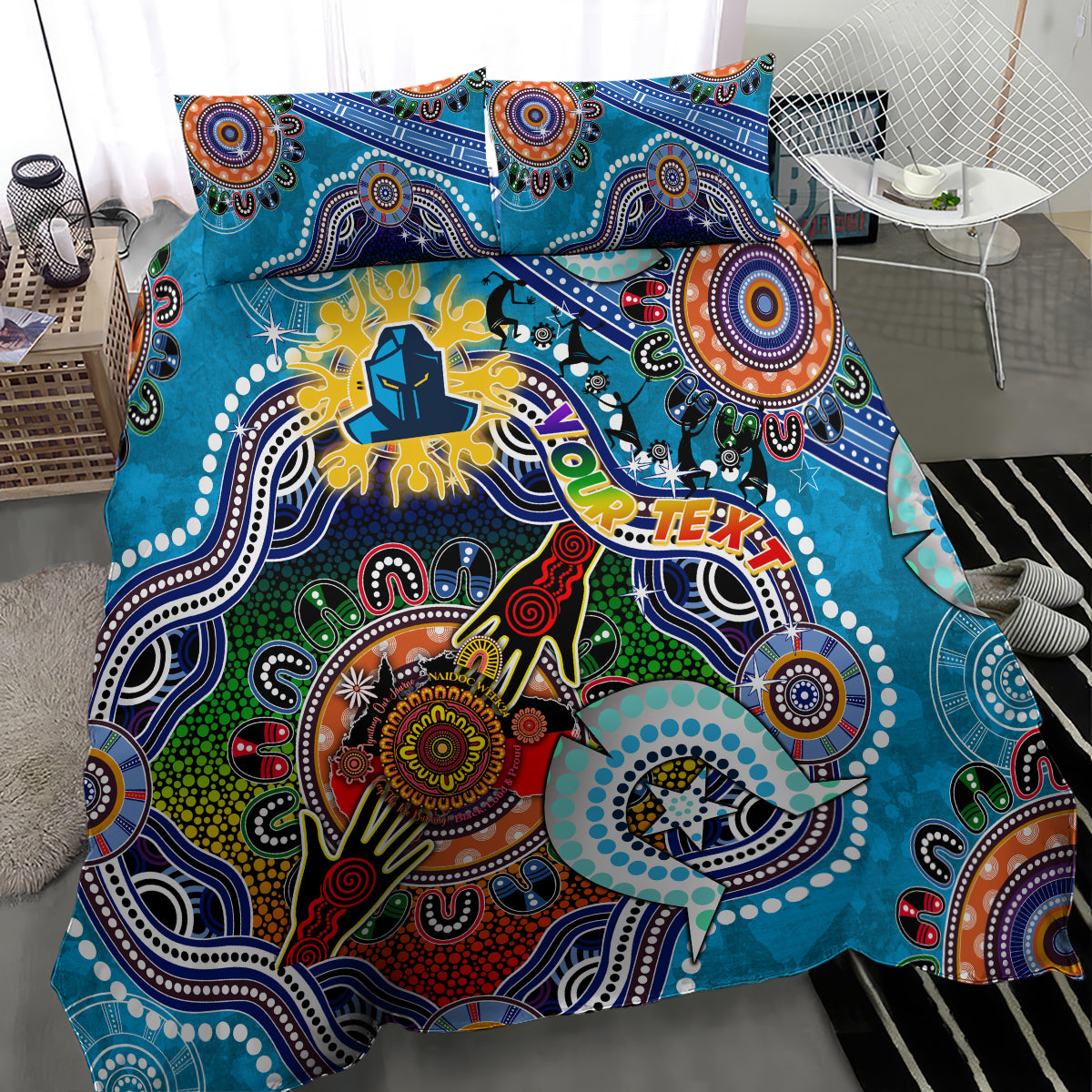 Personalised Titans NAIDOC Week 2024 Bedding Set Australia Aboriginal Dot Painting - Vibe Hoodie Shop