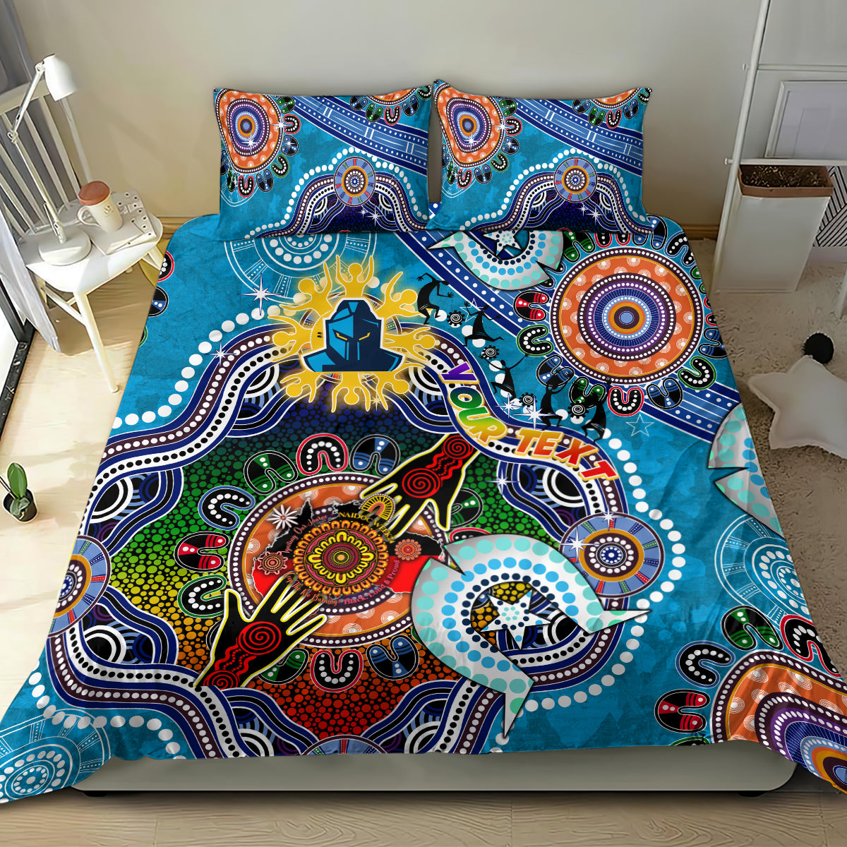 Personalised Titans NAIDOC Week 2024 Bedding Set Australia Aboriginal Dot Painting - Vibe Hoodie Shop