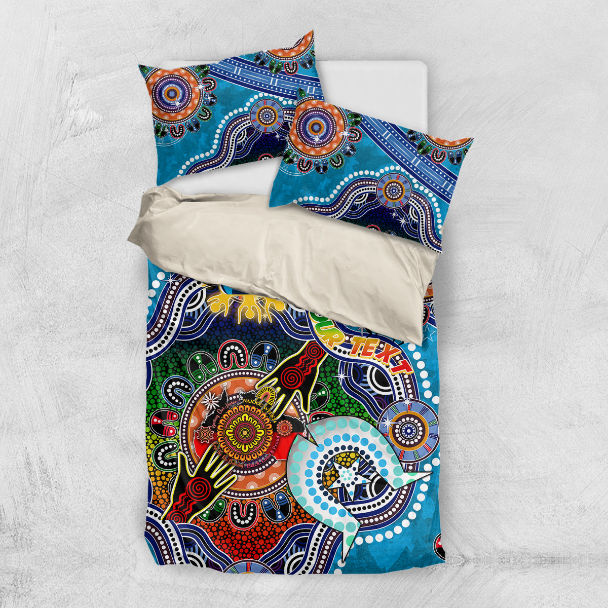 Personalised Titans NAIDOC Week 2024 Bedding Set Australia Aboriginal Dot Painting - Vibe Hoodie Shop