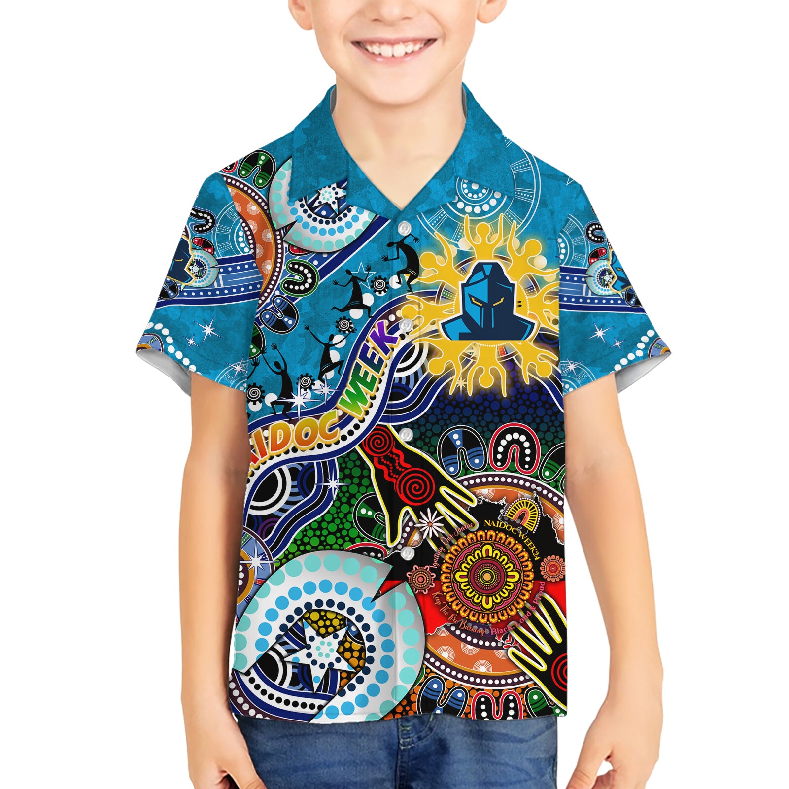 Personalised Titans NAIDOC Week 2024 Hawaiian Shirt Australia Aboriginal Dot Painting - Vibe Hoodie Shop