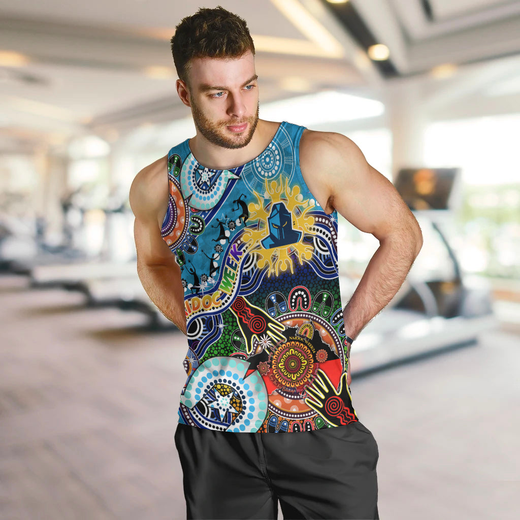 Personalised Titans NAIDOC Week 2024 Men Tank Top Australia Aboriginal Dot Painting - Vibe Hoodie Shop