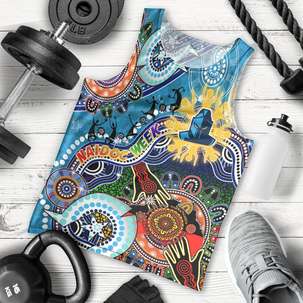 Personalised Titans NAIDOC Week 2024 Men Tank Top Australia Aboriginal Dot Painting - Vibe Hoodie Shop