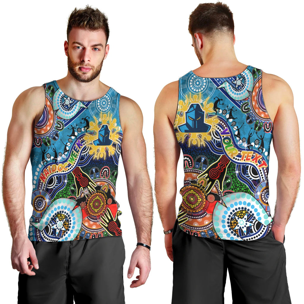 Personalised Titans NAIDOC Week 2024 Men Tank Top Australia Aboriginal Dot Painting - Vibe Hoodie Shop