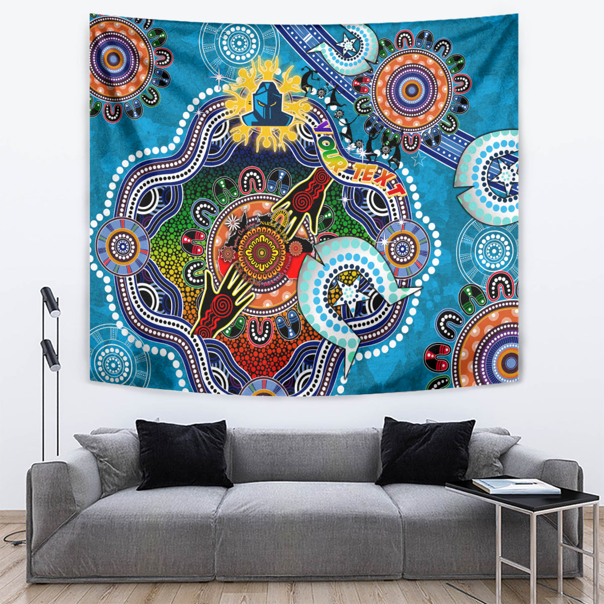 Personalised Titans NAIDOC Week 2024 Tapestry Australia Aboriginal Dot Painting - Vibe Hoodie Shop