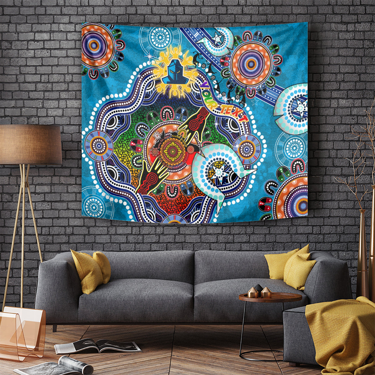 Personalised Titans NAIDOC Week 2024 Tapestry Australia Aboriginal Dot Painting - Vibe Hoodie Shop