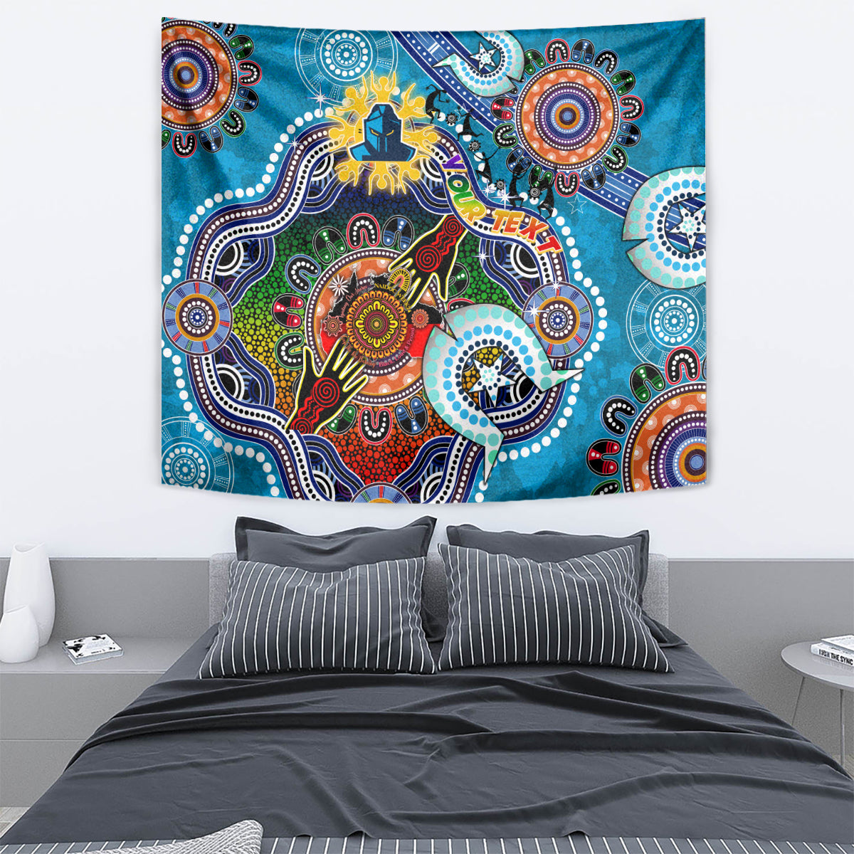 Personalised Titans NAIDOC Week 2024 Tapestry Australia Aboriginal Dot Painting - Vibe Hoodie Shop