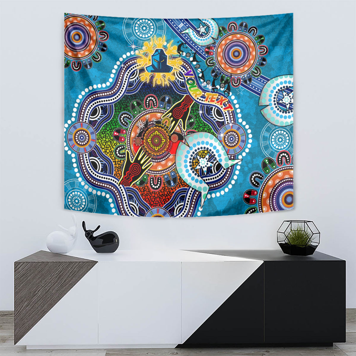 Personalised Titans NAIDOC Week 2024 Tapestry Australia Aboriginal Dot Painting - Vibe Hoodie Shop