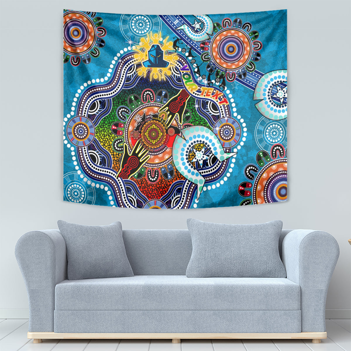 Personalised Titans NAIDOC Week 2024 Tapestry Australia Aboriginal Dot Painting - Vibe Hoodie Shop