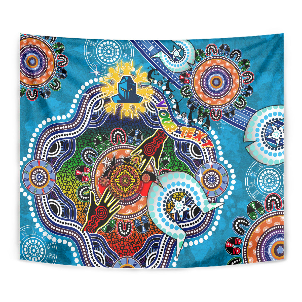 Personalised Titans NAIDOC Week 2024 Tapestry Australia Aboriginal Dot Painting - Vibe Hoodie Shop