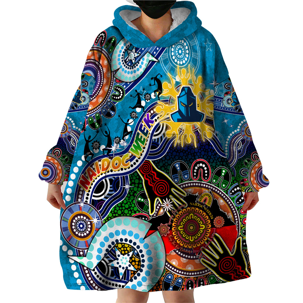 Personalised Titans NAIDOC Week 2024 Wearable Blanket Hoodie Australia Aboriginal Dot Painting - Vibe Hoodie Shop