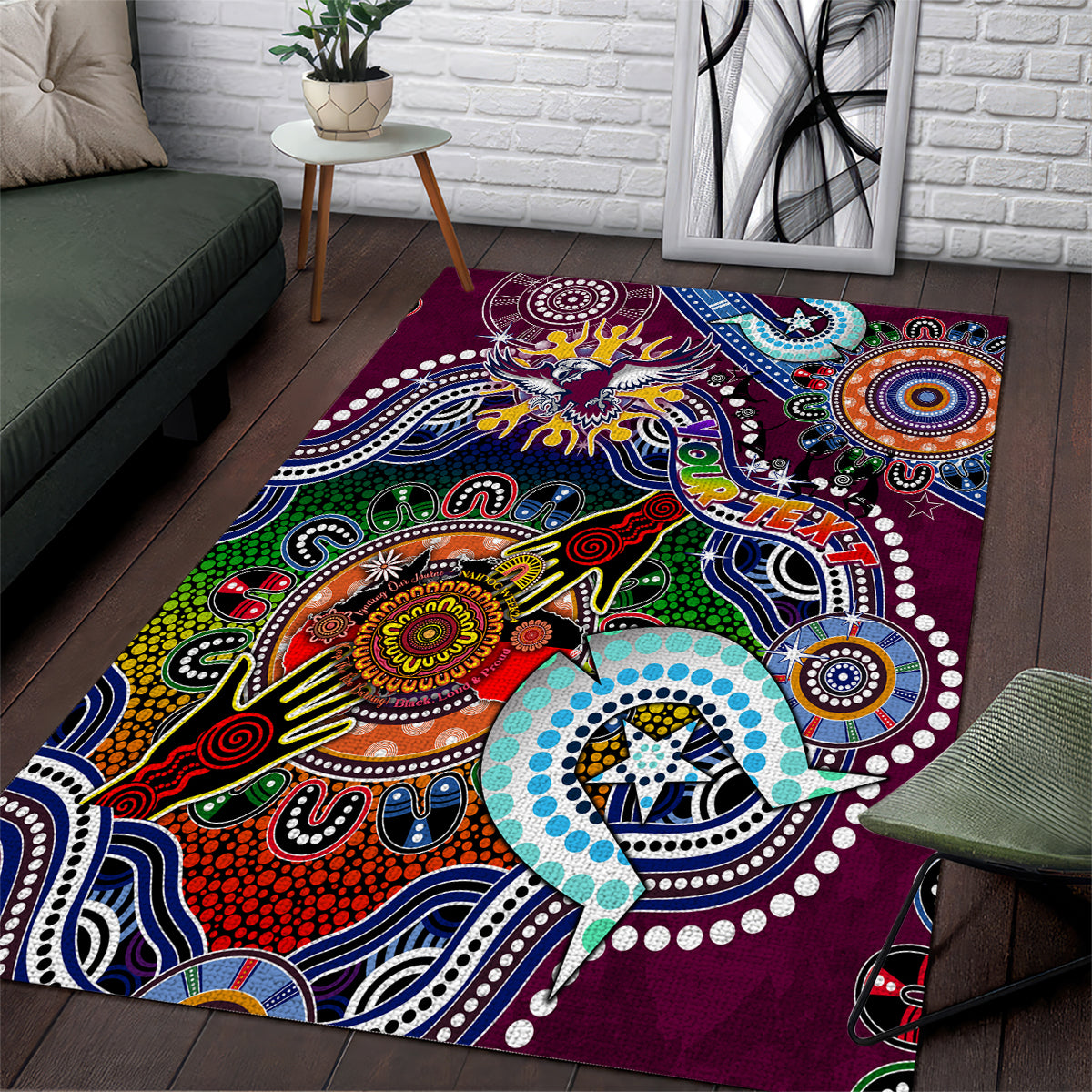 Personalised Eagles NAIDOC Week 2024 Area Rug Australia Aboriginal Dot Painting - Vibe Hoodie Shop